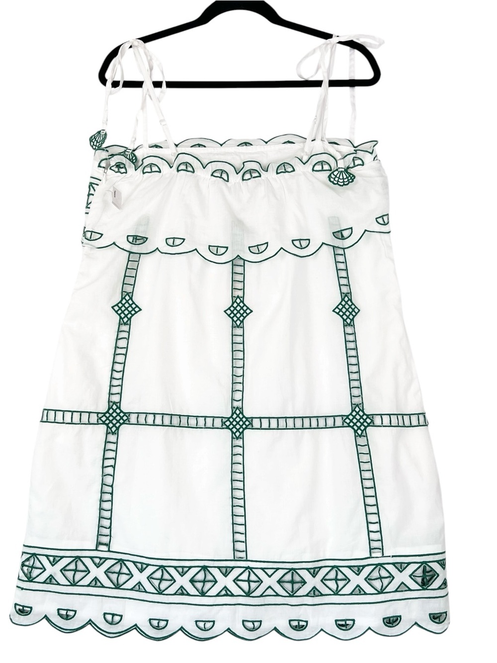 NWT Ciebon Lyndon Green Embroidered Mini Dress Sz M White - Picture 4 of 16